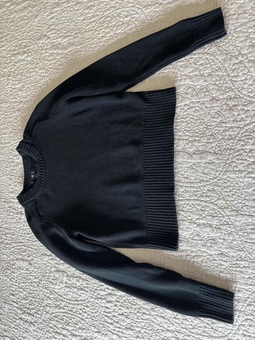 Banana Republic Black Ribbed Crewneck Sweater
